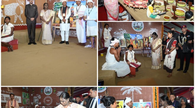 जनजातीय परंपराओं और संस्कृति पर आधारित भव्य प्रदर्शनी का राष्ट्रपति द्रौपदी मुर्मु ने किया अवलोकन