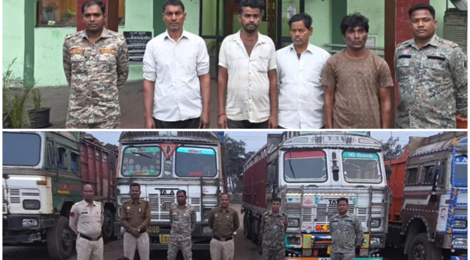 ऑपरेशन प्रहार के तहत रायगढ़ पुलिस की बड़ी कार्रवाई, 4 ट्रकों में भरा 80 टन अवैध कबाड़ जब्त, 82 लाख की संपत्ति पर वैधानिक कार्रवाई