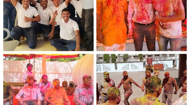 पुलिस कंट्रोल रूम परिसर में पुलिस अधिकारियों एवं कर्मचारियों द्वारा उल्लासपूर्वक मनाई गई पुलिस होली,  पुलिस कंट्रोल रूम सेक्टर-06 भिलाई में पुलिस होली का आयोजन किया गया