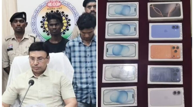 मोबाइल शॉप में हुई लाखों की चोरी का खुलासा, 14 लाख के 16 नग आईफोन बरामद, कोतवाली पुलिस और साइबर थाना की संयुक्त कार्रवाई में दो आरोपी गिरफ्तार